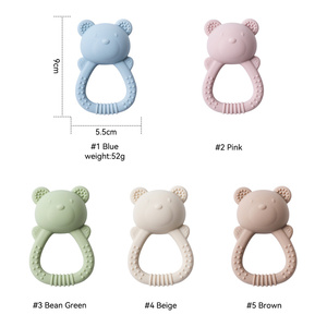 Anneau de dentition musical en <span class=keywords><strong>silicone</strong></span> de qualité alimentaire personnalisé, jouet souple en forme d'ours, style dessin animé, <span class=keywords><strong>hochet</strong></span> pour bébés de 6 à 12 mois - Product Image 6