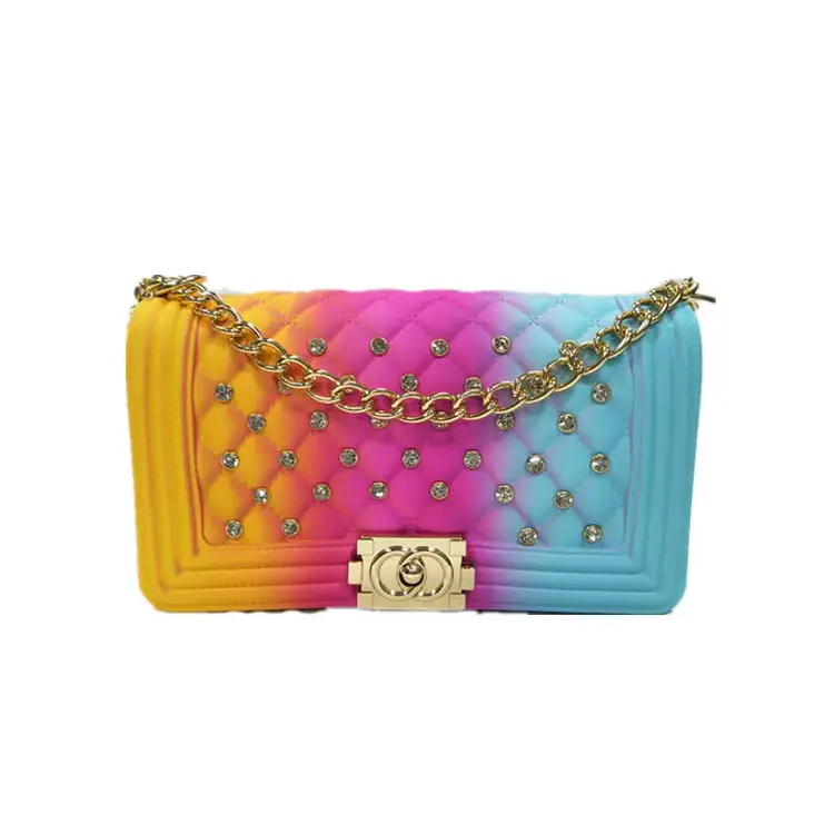 Women Shoulder Bag Wholesale Jelly Square Bag Quality Multi Colored Chainlink Handbag