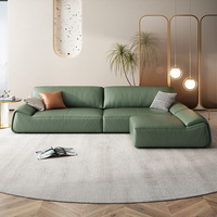 Canapé en tissu en forme de L de luxe moderne avec chaise longue, garnissage en éponge écologique, confortable pour le salon, décoration intérieure