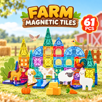 Tuiles magnétiques pour enfants 3,75 cm, mini boîte en métal, blocs de construction magnétiques, thème ferme, jouets éducatifs pour les garçons et les filles d'âge préscolaire