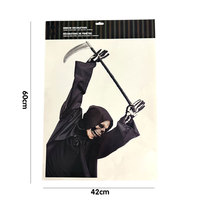 Autocollants de fenêtre Halloween Grim Reaper et Fantôme, Décalcomanies murales statiques Squelette et Scythe de la Mort, Décoration de vitre avant, Ornement de fête