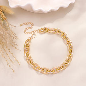 European American Fashion Jewelry <b>Set</b> Zinc Alloy Chain Necklace <b>Bracelet</b> Geometric Design Party Wear - Product Image 2