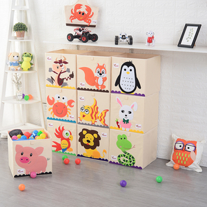 Hot Style Cute Kids Toys Baby Clothes Folding Storage Box Foldable Fabric Kids Toy Storage Box with Animal Embroidery