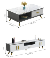 Table Basse et Meuble TV en Marbre Haute Qualité, Style Luxe Léger, Moderne et Simple pour Salon