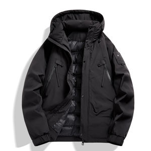 Nouvelle veste coupe-vent et imperméable pour homme 2025 – Tendance, chaude et confortable pour l'extérieur, avec capuche, couleur unie, pour couples - Product Image 3