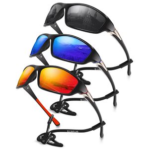 แว่นกันแดดโพลาไรซ์ UV400 3 แพ็ค น้ำหนักเบา สวมใส่สบาย กรอบเต็มสีทองสีน้ำเงินสำหรับกิจกรรมกลางแจ้งสำหรับทุกเพศขี่จักรยานตกปลา - Product Image 6