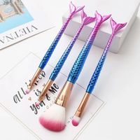 JIY OEM Kit de Pinceaux de Maquillage Sirène Professionnel 10 Pièces en Fibres Douces, Portable, pour Fard à Paupières, Poudre Libre et Illuminateur, et Pinceau à Rasoir