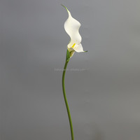 JM013 Décoration de mariage, fleurs artificielles Calla Lilies blanches et violettes en EVA, 2 têtes, effet réaliste, pour la décoration de la maison