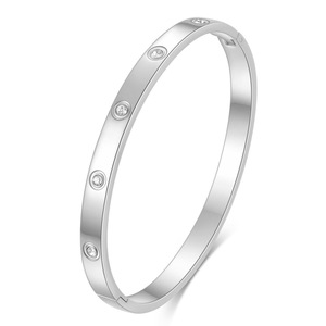 Pulsera Abierta de Acero Inoxidable con Zirconia, Engaste de Bisel de 4mm y 6mm, Joyería Unisex para Regalo - Product Image 5