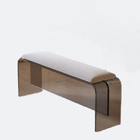 Banc long rectangulaire en acrylique transparent, chaise de salle à manger flottante de luxe léger, tabouret minimaliste pour l'entrée de la maison et le changement de chaussures, art minimaliste