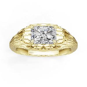 Оригинальные изысканные ювелирные изделия минималистский плиссированный дизайн с рисунком дерева в виде натурального 925, серебряное позолоченное кольцо с фианитами унисекс - Product Image 2