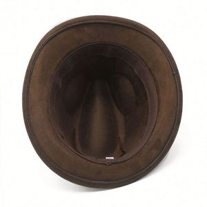 2025 New Autumn Winter Suede Fedora <b>Hat</b> Classic Simple Jazz <b>Hat</b> Short Brim Feather Fedora <b>Hat</b> - Product Image 6