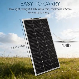 แผงโซลาร์เซลล์แบบยืดหยุ่น 100W 12V ชนิดโมโนคริสตัลไลน์ ประสิทธิภาพการแปลงพลังงาน 22% พร้อมเซลล์แสงอาทิตย์ขนาด 182x182 มม. ทำจากไฟเบอร์กลาส น้ำหนักเบา สำหรับรุ่น APH-P109 - Product Image 5