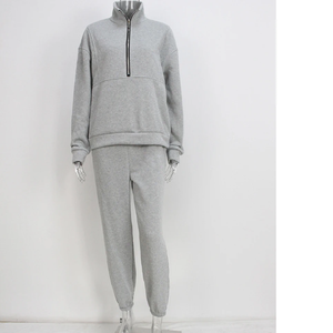 Mode Zip à manches longues haut ensembles coton entraînement sweats à capuche lâche doux pantalon ensembles course vêtements de sport femmes 2 pièces ensembles - Product Image 1