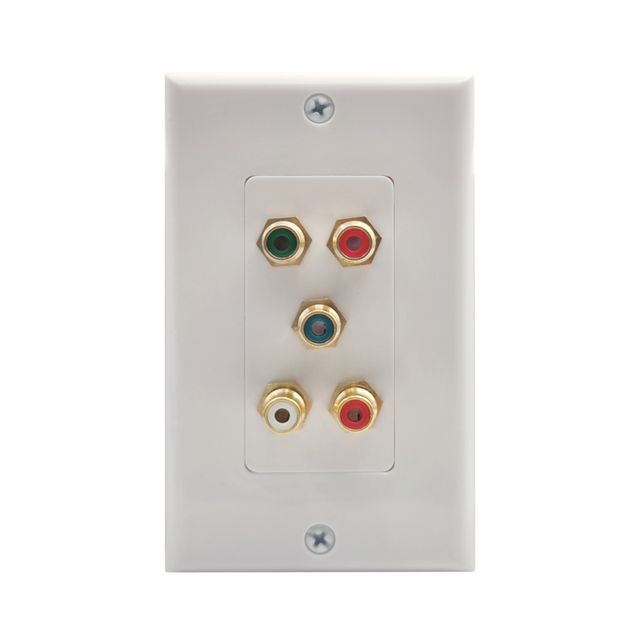 AV-DATA 5-Piece RCA Audio Video Wall Plate (RGB + Audio) Supports RGB + Audio Combo Connection Model AVD-WPR005