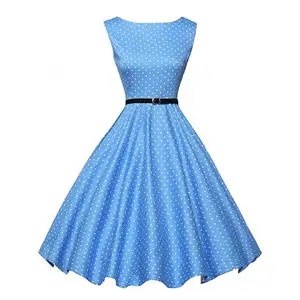 थोक 1950 के दशक विंटेज शाम गाउन-महिलाओं के उत्तम दर्जे का पोल्का डॉट कपड़े 1950 एस शाम देवियों ड्रेस