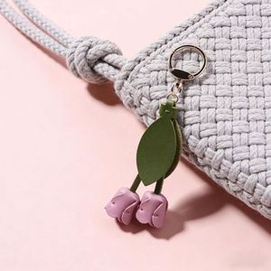 Llavero de PU con forma de tulipán, colgante decorativo para bolso, soporte para llaves de coche, elegante colgante floral para bolso - Product Image 4