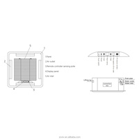 Unité de ventilation à cassette 4 voies, 2 tuyaux, pour eau réfrigérée, avec moteur AC et pompe pour système de climatisation centralisée