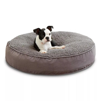 Vente chaude Personnalisable Logo Deluxe Faux Shearling Oreiller Rond Lit Pour Chien à Utiliser sur Lit Pour Chien