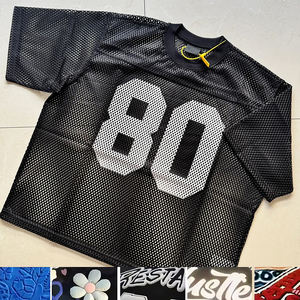 T-Shirt jersi Fit Mesh Boxy Logo kustom layanan OEM cetakan sublimasi tanaman pendek leher-o tenun poliester 100% - Product Image 2