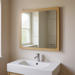Espejo de Baño Soulhochro de 15.7 Pulgadas Cuadrado, Marco de Madera Sintética con Acabado Roble, Diseño Contemporáneo para Colgar en la Pared - Product Image 2