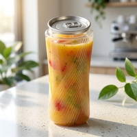 Canette de boisson en PET de 520 ml avec couvercle à clapet en aluminium facile à ouvrir, qualité alimentaire, transparente, logo personnalisé imprimé en sérigraphie pour soda et jus