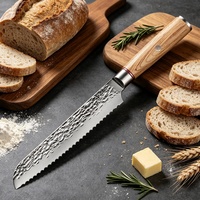 7-in-1 Hamerpatroon RVS Koksmessenset Natuurlijk Houten Handvat Multifunctionele Keukenmessen Voedselbereiding Professioneel