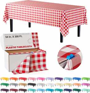 Factory Custom 54 in X 108Ft Waterproof Tablecloth 54" X 300Ft Rectangle <b>Disposable</b> Plastic <b>Table</b> <b>Cloth</b> Roll With Cutter Box - Product Image 3