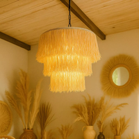 Lustre suspendu en raphia moderne plafonnier macramé tenture murale Art Design décoration de la maison décoration murale abat-jour cadeau