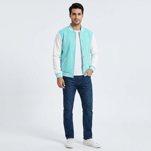 Custom Varsity Letterman <b>Jackets</b> <b>Men</b> Women Wool Canvas <b>Baseball</b> College Embroidery Print Windproof Breathable Stand Front - Product Image 1