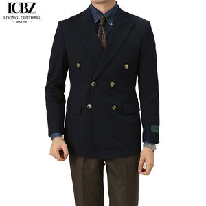 Veste de costume en laine formelle marron rétro pour hommes fermeture à simple boutonnage Gentleman col à revers mince style <span class=keywords><strong>blazer</strong></span> décontracté - Product Image 5