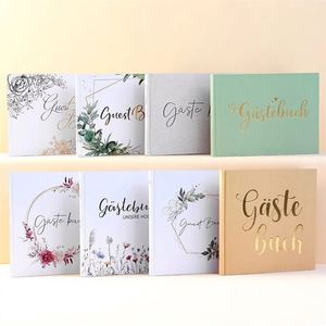 Gold-Stamped Linen Wedding Notebook Guest Book Birthday Party Message Stickers Beauty Gifts Wholesale - Product Image 1