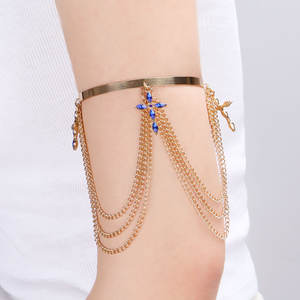 Cadena de brazo ajustable estilo punk europeo-americano con colgante de metal, brazalete abierto estilo playa, joyería para mujer - Product Image 2