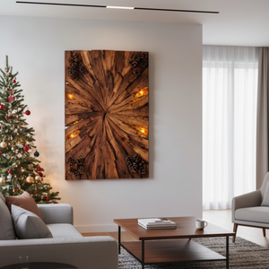 Décor mural personnalisé en résine époxy et bois, fait main, style moderne, avec éclairage LED, étanche et durable, pour salon - Product Image 3