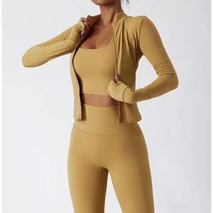 Femmes Slim Fit Full Zip Up Yoga Gym Fitness À Manches Longues Yoga Costume Pour Femme Gym Wear Workout Zipper Jacket - Product Image 4