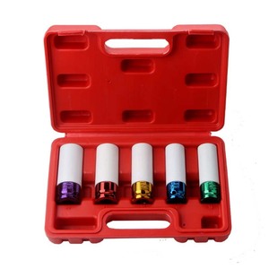 Colored Tire Protector <b>Socket</b> Set 5 Piece 1/2 Inch Extended Metric Auto Repair Tools - Product Image 4