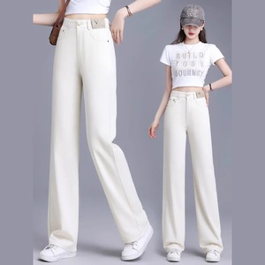 <span class=keywords><strong>Jeans</strong></span> Vintage Donna in Nylon/Cotone Sottili Estivi 2026 Nuovi Vita Alta Vestibilità Regolare Asciugatura Rapida Lunghezza Intera <span class=keywords><strong>Gamba</strong></span> Dritta <span class=keywords><strong>Larga</strong></span> - Product Image 2