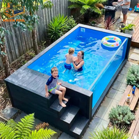 Luxuriöser Maßgefertigter Familien-Holz-Schwimmbecken aus Schiffscontainern, 20 Fuß Oberirdischer Vorgefertigter Spa-Tauchpool im Angebot