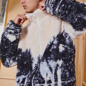 Tùy Chỉnh Chất Lượng Cao Jacquard Phong Cảnh Thiết Kế Người Đàn Ông Mát Mẻ Của Cộng Với Kích Thước Quá Khép Lông Cừu Áo Khoác - Product Image 3