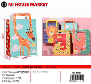 Sacchetto regalo in carta 22x12cm con stampa giraffa per bomboniere per feste per bambini - Product Image 3