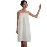 Blanc Satin Femmes Doux Wrap Serviette Douche Wrap Robe Léger Spa Corps Wrap Fermeture Réglable Peignoir