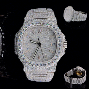 Reloj de Pulsera para Hombre Mossinate, con Caja Cuadrada Mecánica de Acero Inoxidable y Moissanita, Esfera de Cristal, Resistente al Agua 10 Bar, Estilo Hip Hop - Product Image 1