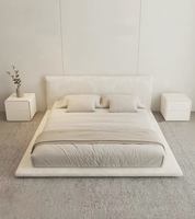 Lit rembourré moderne et simple, écologique, taille King Size, avec cadre en bois de pin, couleur personnalisable pour chambre d'hôtel/villa