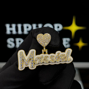 Personalized Custom <b>Name</b> Pendant 2 Inch 925 Silver Moissanite Diamonds Heart Bail Hip Hop Luxury <b>Name</b> Jewelry <b>Chain</b> Pendant Gift - Product Image 1