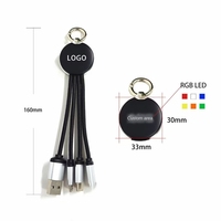 Logo lumineux 3-en-1 porte-clés multifonctionnel câble de données fil de charge gainé TPE Portable tissé un à trois cadeau