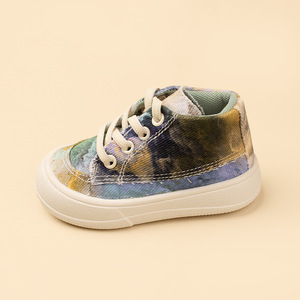 Giày vải <span class=keywords><strong>canvas</strong></span> nhuộm chàm buộc dây thoáng khí nhẹ nhàng thời trang đế mềm ép phun đàn hồi cho bé trai bé gái mùa xuân thu - Product Image 5