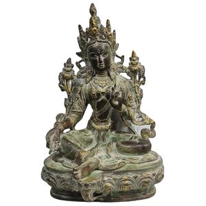 Brass Metal Green Tara Buddhism Antique Finish High Quality Indian Handicraft <b>Statue</b> Tibetan Sculpture Rudra Gems Casting Art - Product Image 3