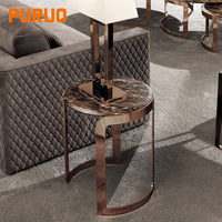 Table basse ronde en marbre de style nordique minimaliste, mobilier Louvre en métal, table basse gain de place en marbre et métal de Chine