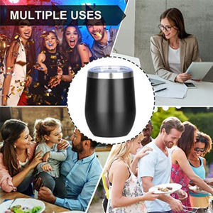 Vaso Térmico de Vino con Aislamiento al Vacío, Recubrimiento en Polvo, Forma de Huevo, 12 Oz, con Logotipo Personalizado, Doble Pared, Acero Inoxidable, para Viaje - Product Image 2