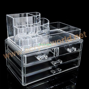 <b>Clear</b> <b>Acrylic</b> Countertop Cosmetics Display Rack Tiered Organizer for Lipstick, Foundation, and Skincare - Product Image 2